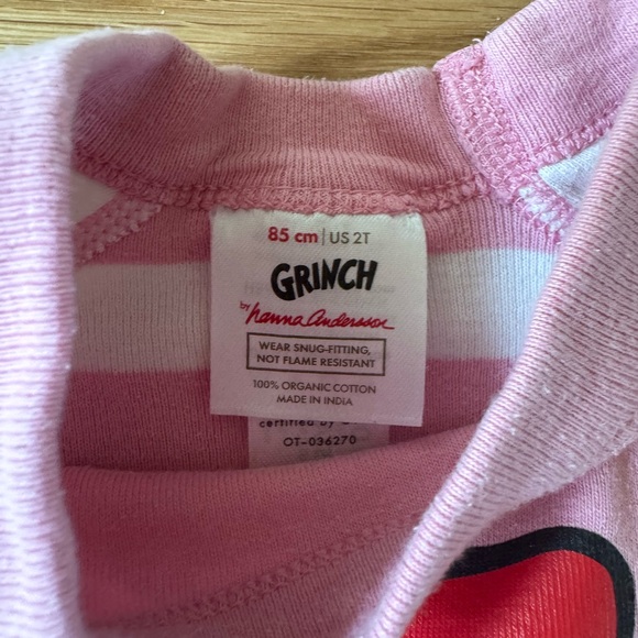 Hanna Andersson Pink & White Striped Cartoon Pajama Set - Picture 3 of 4